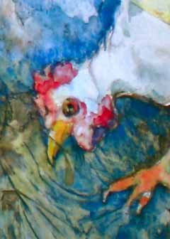 "Chicken 2" by Sally Probasco, Madison WI - Mixed media